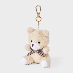 Girls' Plush Teddy Bear Keychain Charm - art class™ Cream