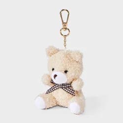 Girls' Plush Teddy Bear Keychain Charm - art class™ Cream