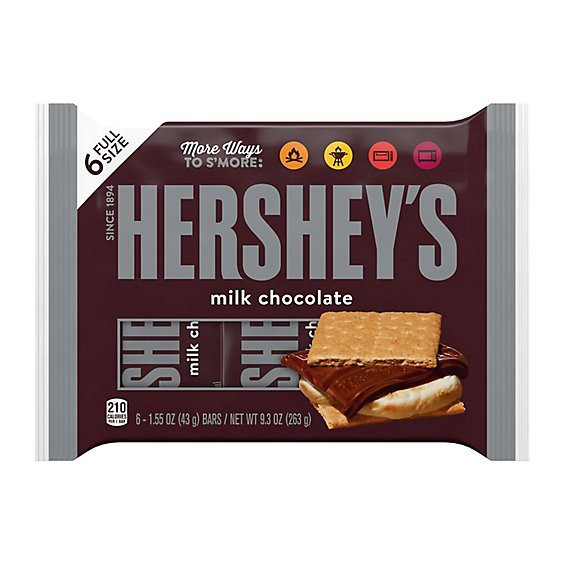 slide 1 of 7, Hershey's Milk Chocolate S'mores Candy Bars - 6-1.55 Oz, 6 ct; 1.55o