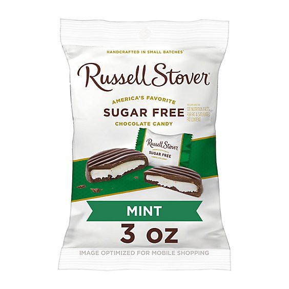 slide 1 of 1, Russell Stover Sugar Free Mint Patties With Stevia Bag - 3 Oz, 3 oz