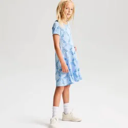 Girls' Short Sleeve Floral Bows Knit Dress - Cat & Jack™ Pale Blue S