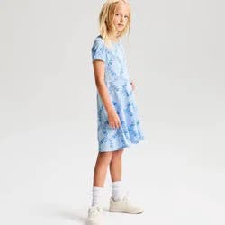 Girls' Short Sleeve Floral Bows Knit Dress - Cat & Jack™ Pale Blue S