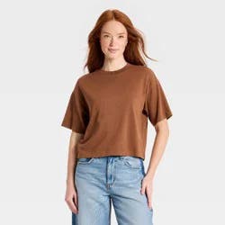 Women's Boxy Vintage Cotton Shirt - Universal Thread™ Brown XL
