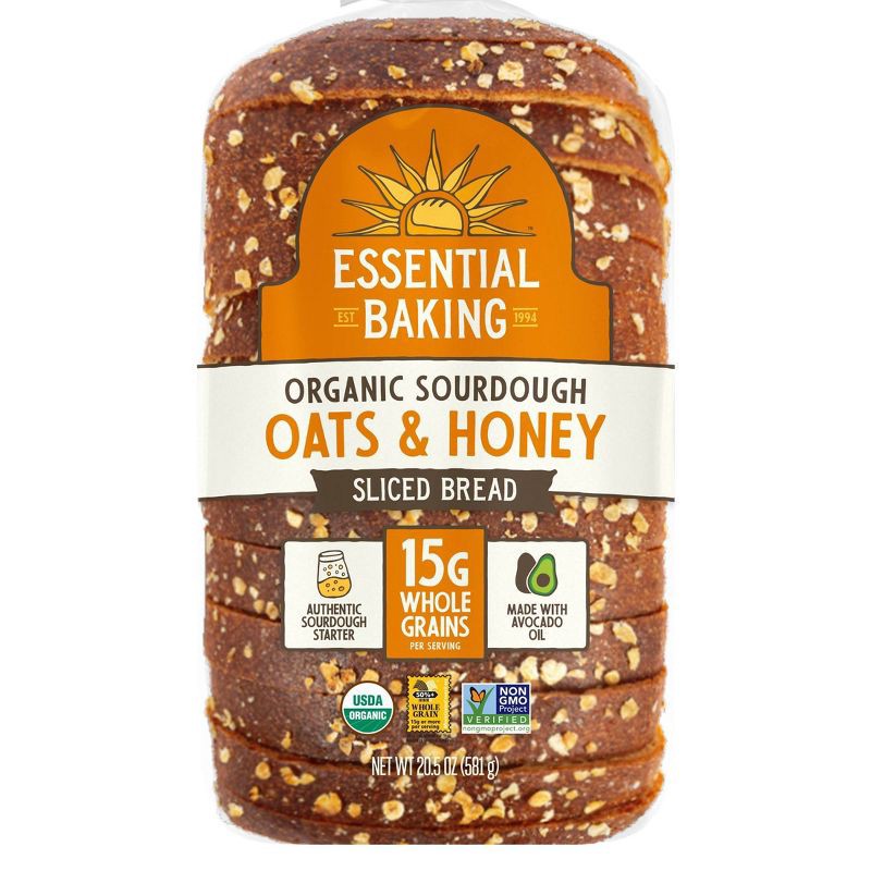 slide 1 of 10, The Essential Baking Company Organic Sourdough Oats & Honey Thin Sliced Bread - 20.48oz, 20.48 oz