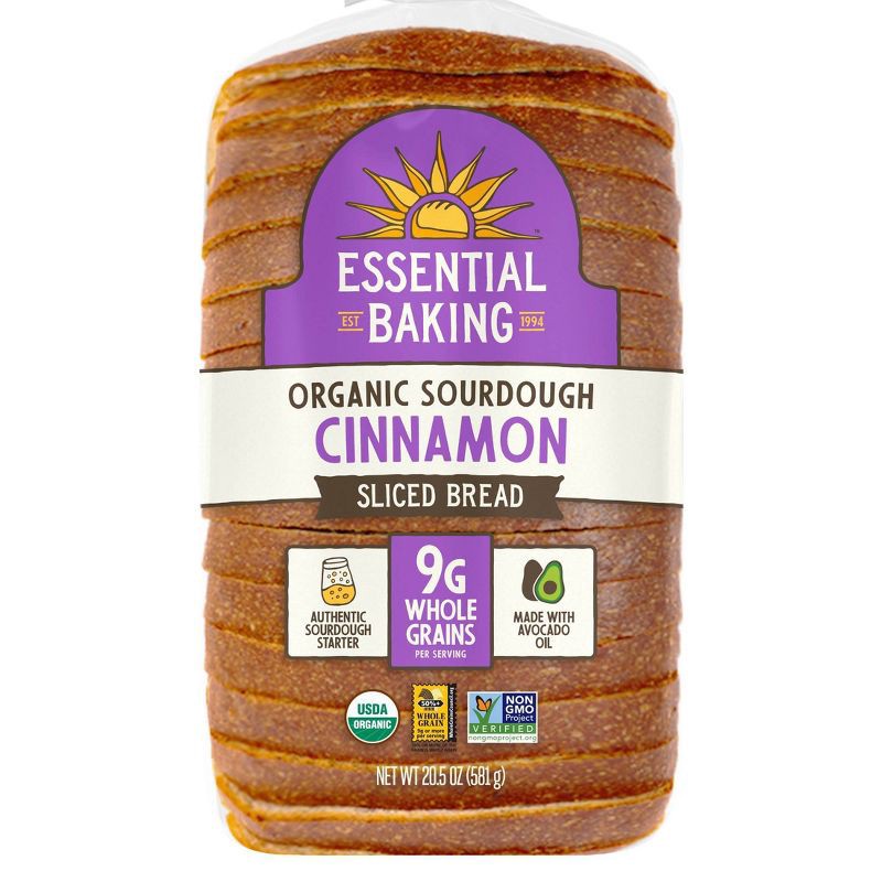 slide 1 of 11, The Essential Baking Company Organic Sourdough Cinnamon Swirl Thin Sliced Bread - 20.48oz, 20.48 oz