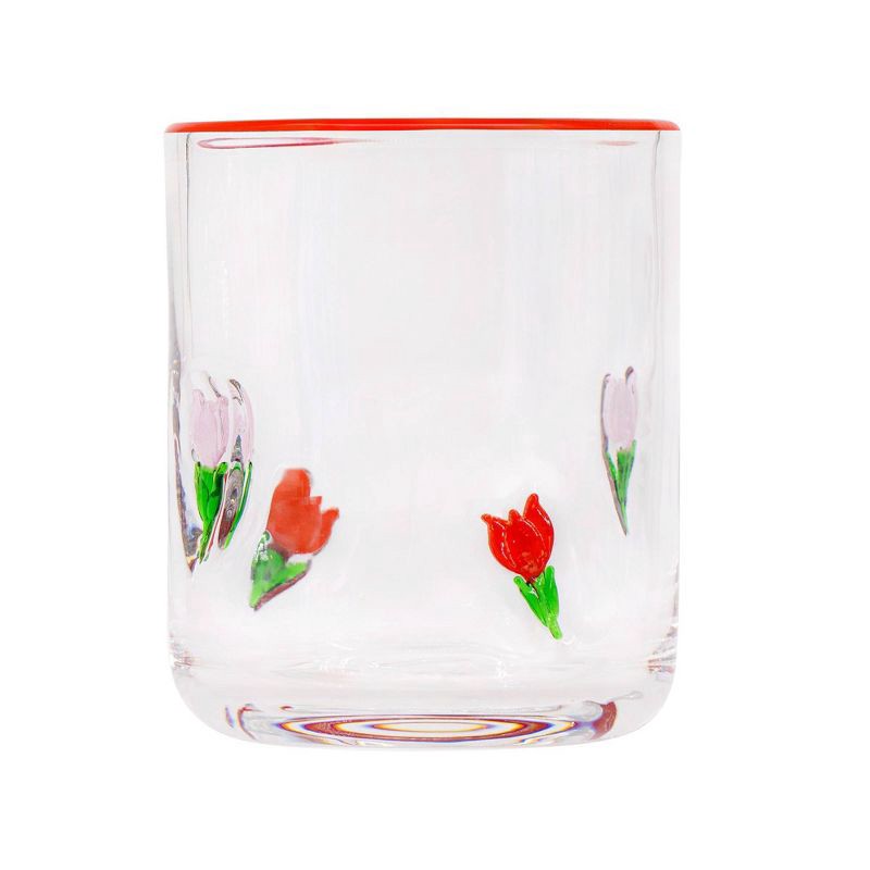 slide 1 of 4, Madison Home 16 fl oz Icon Glass Tumbler Pink Tulips, 16 fl oz