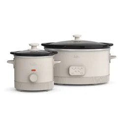 bella Housewares Savor 6qt Programmable Slow Cooker with 2qt Manual Slow Cooker Oatmilk