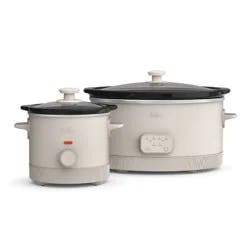 bella Housewares Savor 6qt Programmable Slow Cooker with 2qt Manual Slow Cooker Oatmilk