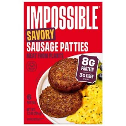 Impossible Plant-Based Savory Sausage Patties - Frozen - 7.2oz/6ct