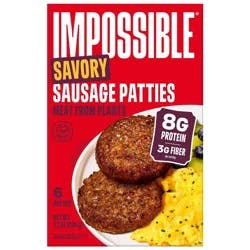 Impossible Plant-Based Savory Sausage Patties - Frozen - 7.2oz/6ct