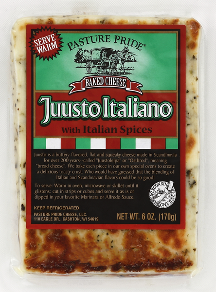 slide 1 of 1, Pasture Pride Juusto Italiano Baked Cheese with Italian Spices, 6 oz