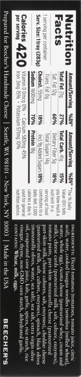 slide 13 of 14, Beecher's Vegetarian Cheese Curd Lasagna 10 oz, 10 oz