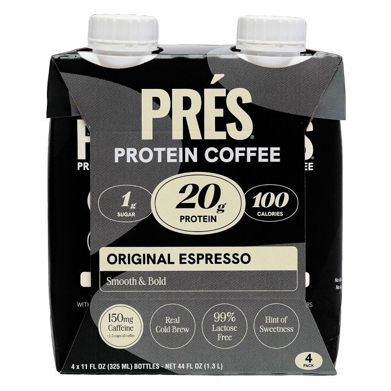 slide 1 of 5, Pres PRÉS Original Cold Brew Protein Coffee - 20g Protein - 4pk/11 fl oz, 4 ct; 11 fl oz