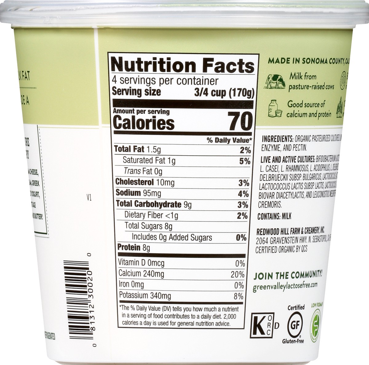 slide 9 of 10, Green Valley Organics Lactose Free Organic Plain Lowfat Yogurt 24 oz, 24 oz