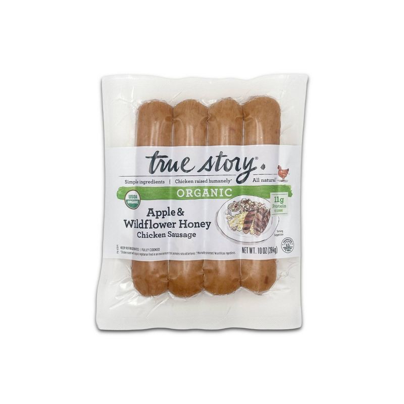 slide 1 of 2, True Story Organic Apple & Wildflower Honey Chicken Sausage - 10oz, 10 oz