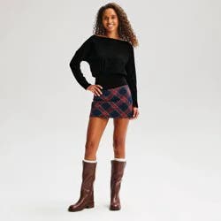 Women's Banded Long Sleeve Off the Shoulder Top - Wild Fable™ Black M