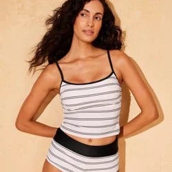 Women's Striped Tricot Tankini Top - Shade & Shore™ White L