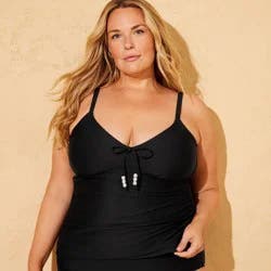 Women's Shell Beads Soft Interlock Tankini Top - Shade & Shore™ Black 3X