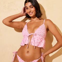 Women's Smocked and Center Tie Fly Alway Tankini - Wild Fable™ Pink S
