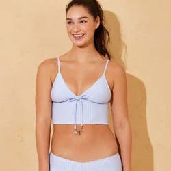 Women's Seersucker Stripe with Picot Trim and Center Tie Tankini - Wild Fable™ Blue XL