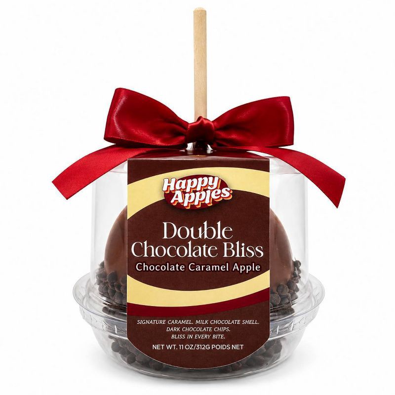 slide 1 of 3, Happy Apples Double Chocolate Bliss Gourmet Caramel Apple - 11oz, 11 oz