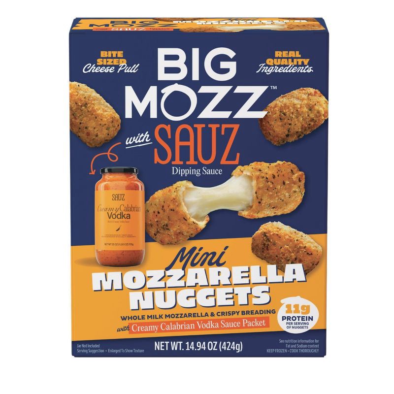 slide 1 of 5, Big Mozz Frozen Mini Mozzarella Nuggets with Sauz Vodka Sauce - 14.94oz, 14.94 oz