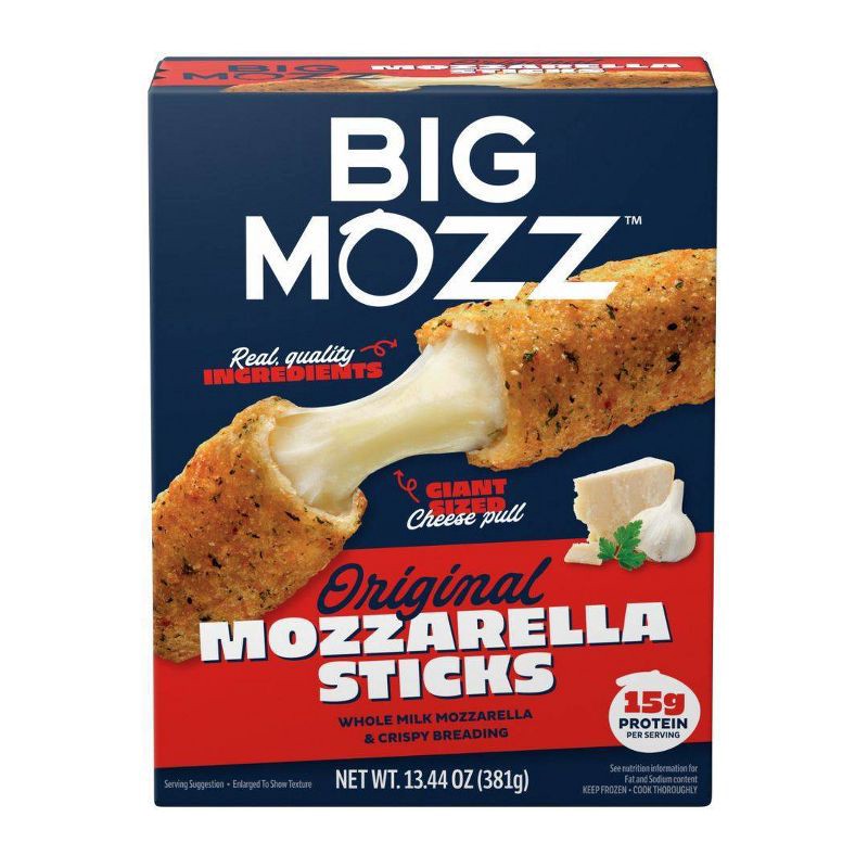 slide 1 of 9, Big Mozz Frozen Original Mozzarella Sticks - 13.44oz, 13.44 oz