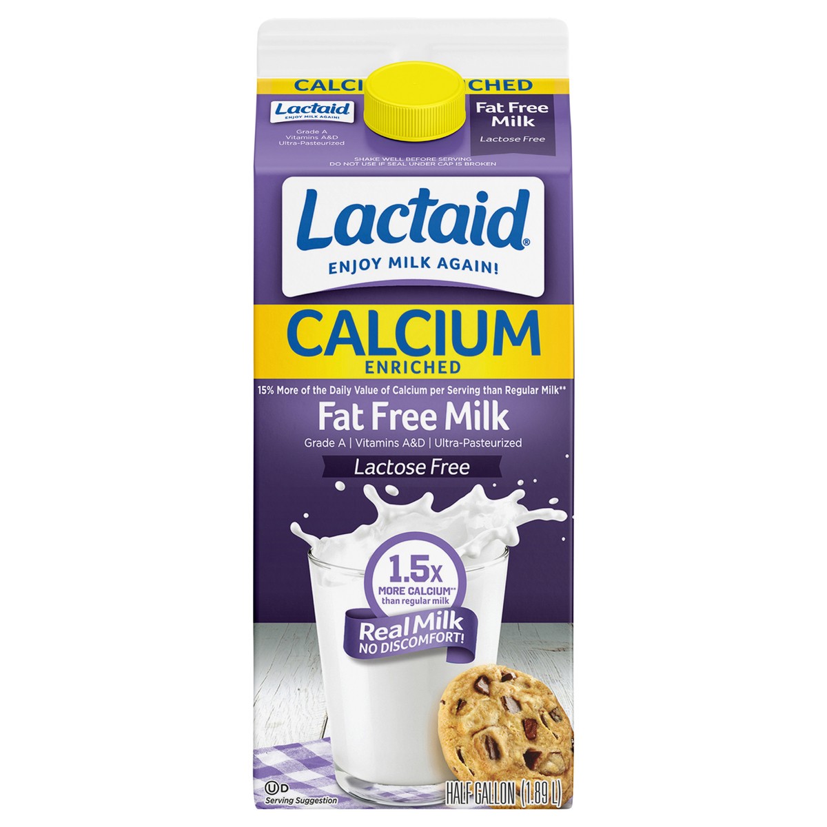 slide 1 of 9, Lactaid Fat Free Milk, Calcium Enriched, 64 oz, 1/2 gal