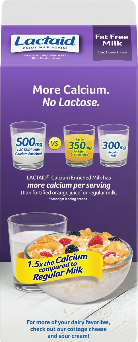 slide 5 of 9, Lactaid Fat Free Milk, Calcium Enriched, 64 oz, 64 oz