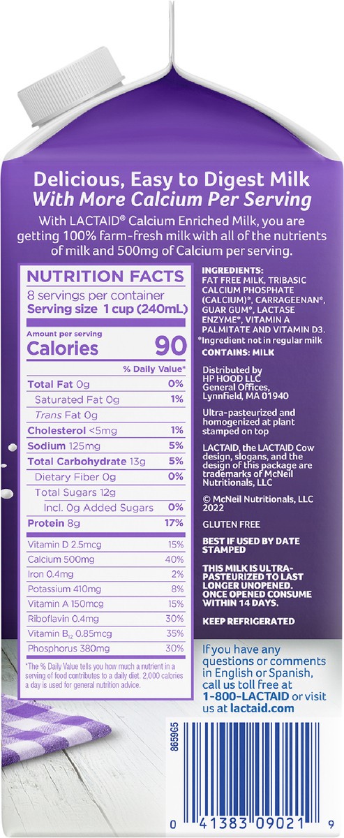 slide 7 of 9, Lactaid Fat Free Milk, Calcium Enriched, 64 oz, 64 oz