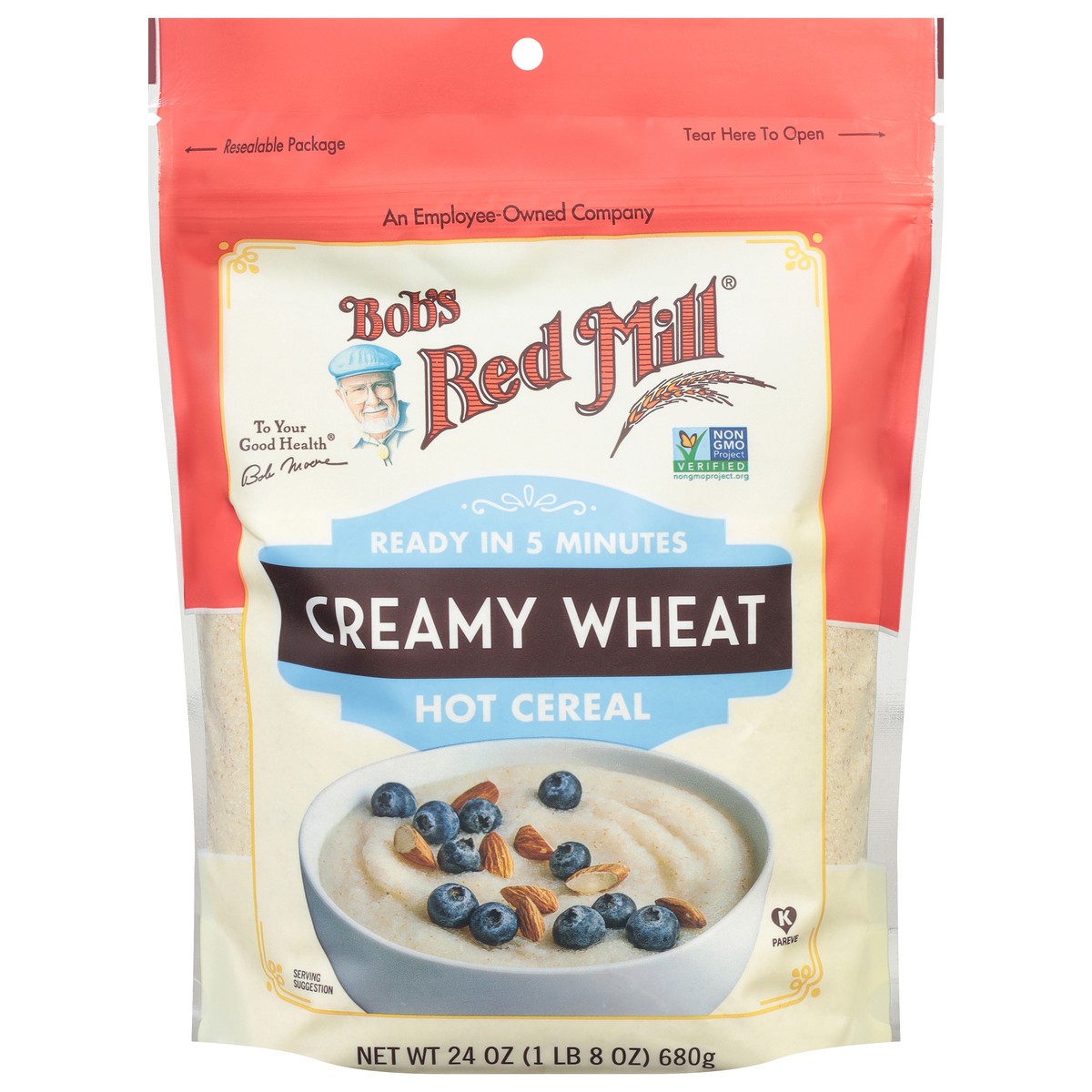 slide 1 of 9, Bob's Red Mill Wheat Hot Cereal, 24 oz
