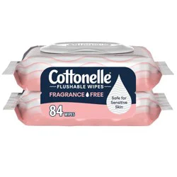 Cottonelle Fragrance Free Flushable Wipes - 2pk/42ct