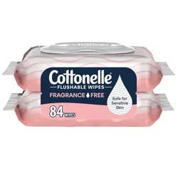 Cottonelle Fragrance Free Flushable Wipes - 2pk/42ct