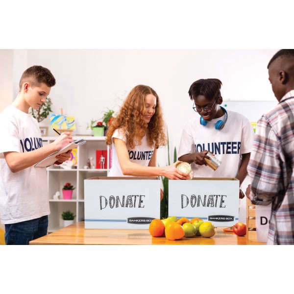 slide 3 of 9, Bankers Box Stor/File Basic Strength Storage Boxes, 60% Recycled, White/Blue, 13 ct