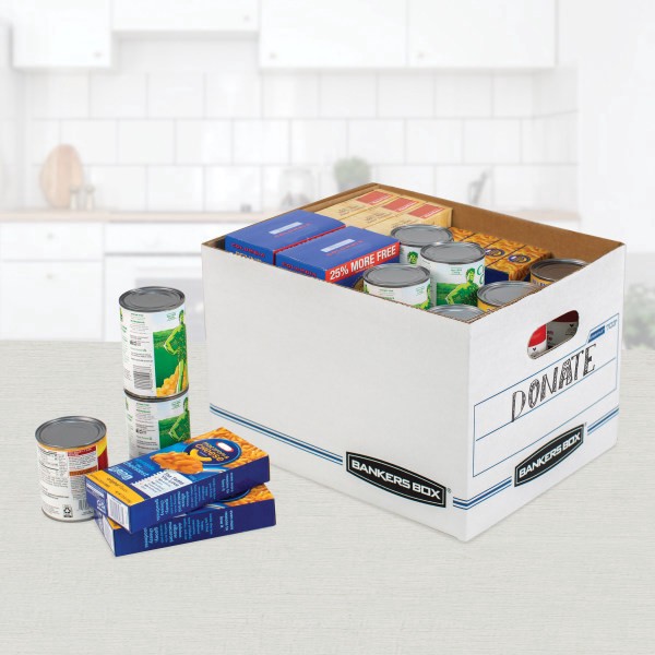 slide 9 of 9, Bankers Box Stor/File Basic Strength Storage Boxes, 60% Recycled, White/Blue, 13 ct