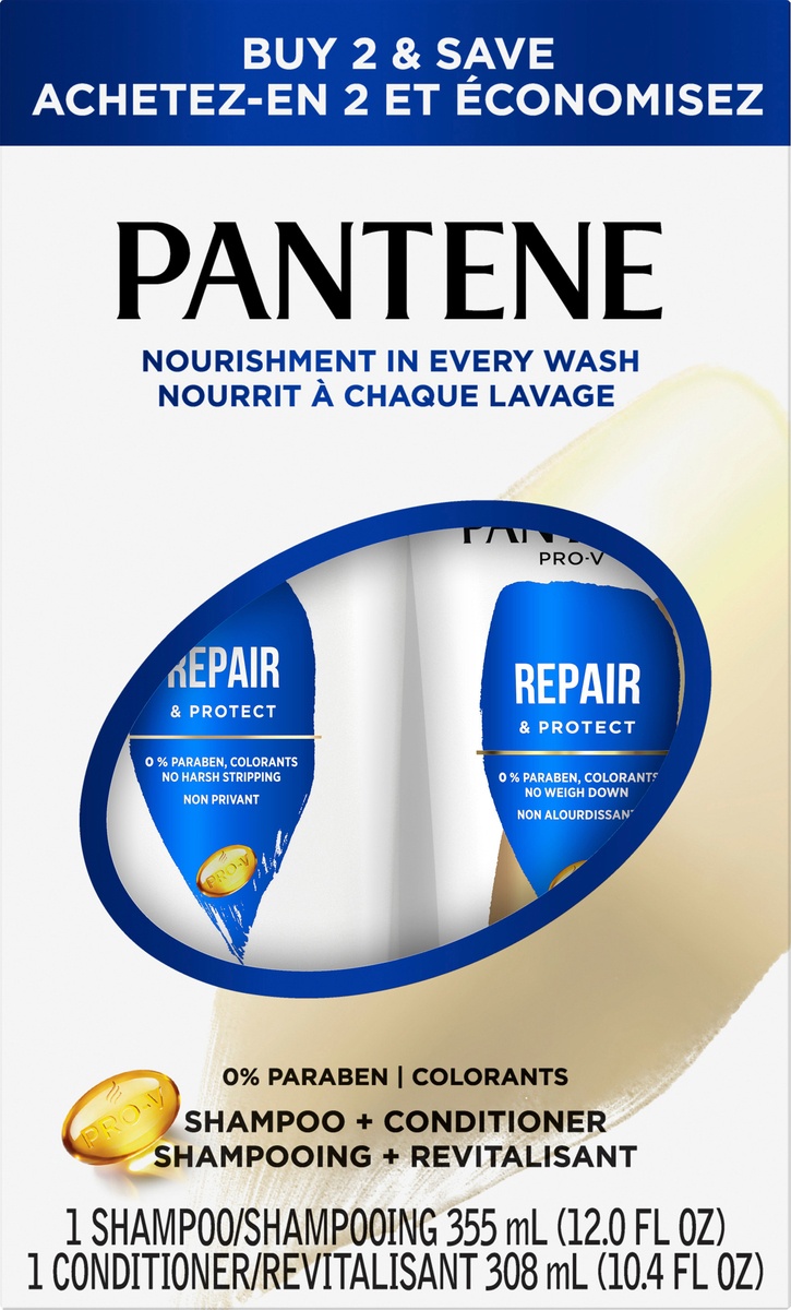 slide 4 of 5, Pantene Repiar Shampoo & Conditioner, 1.0 ct