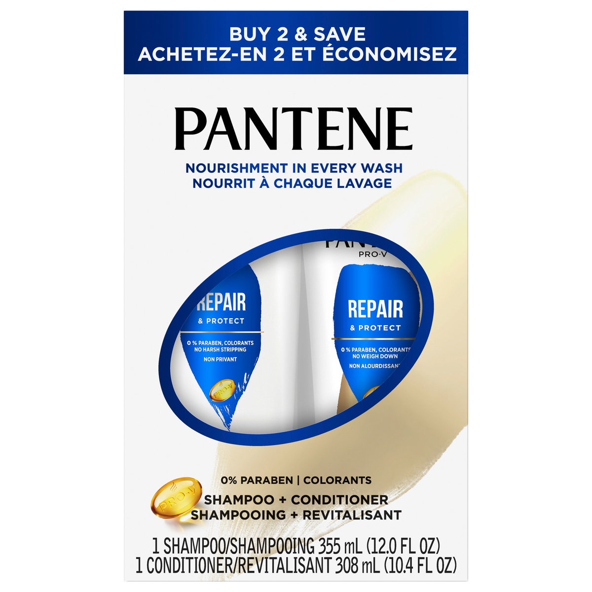 slide 5 of 5, Pantene Repiar Shampoo & Conditioner, 1.0 ct