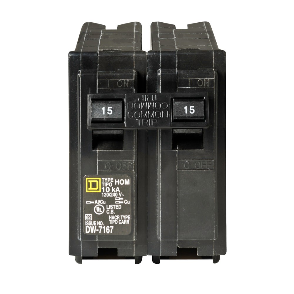 slide 2 of 5, Square D Homeline 15-amp 2 -Pole Standard trip Circuit Breaker, 1 ct