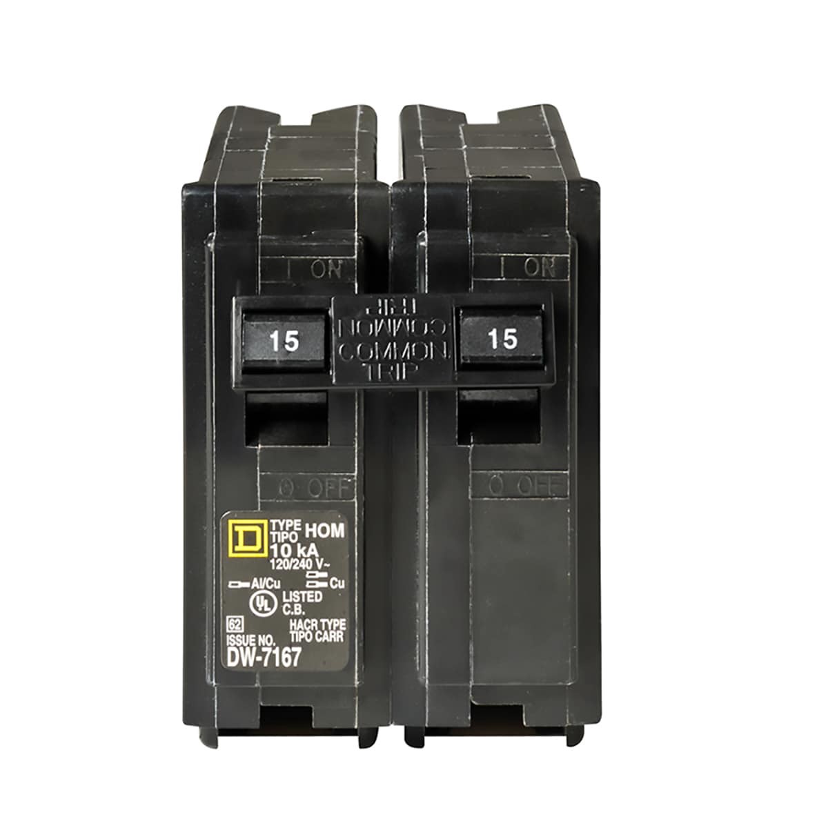 slide 1 of 5, Square D Homeline 15-amp 2 -Pole Standard trip Circuit Breaker, 1 ct