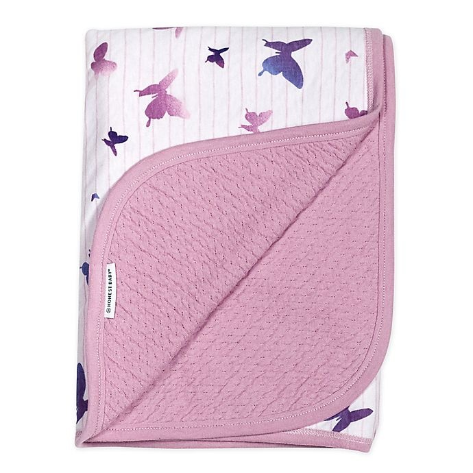 slide 1 of 2, The Honest Company Butterfly Receiving Blanket - White/Lavender, 1 ct