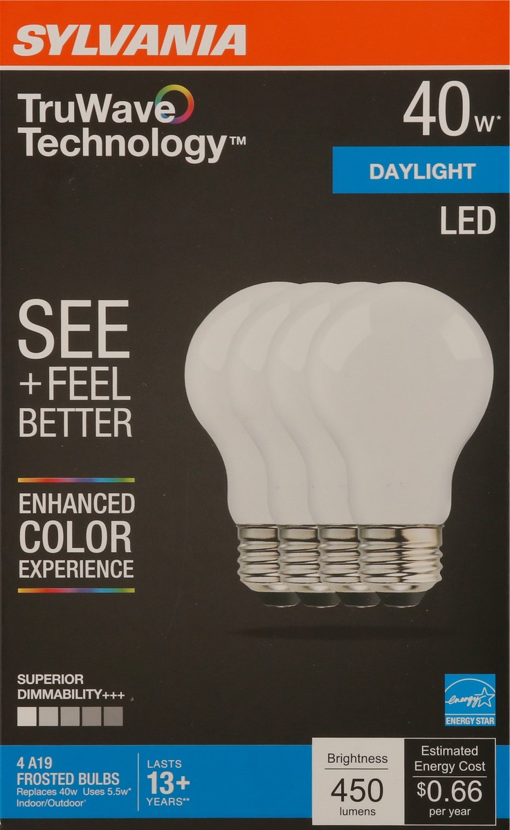 slide 9 of 9, Sylvania TruWave Technology 5.5 Watts Daylight LED Light Bulbs 4 ea, 4 ct
