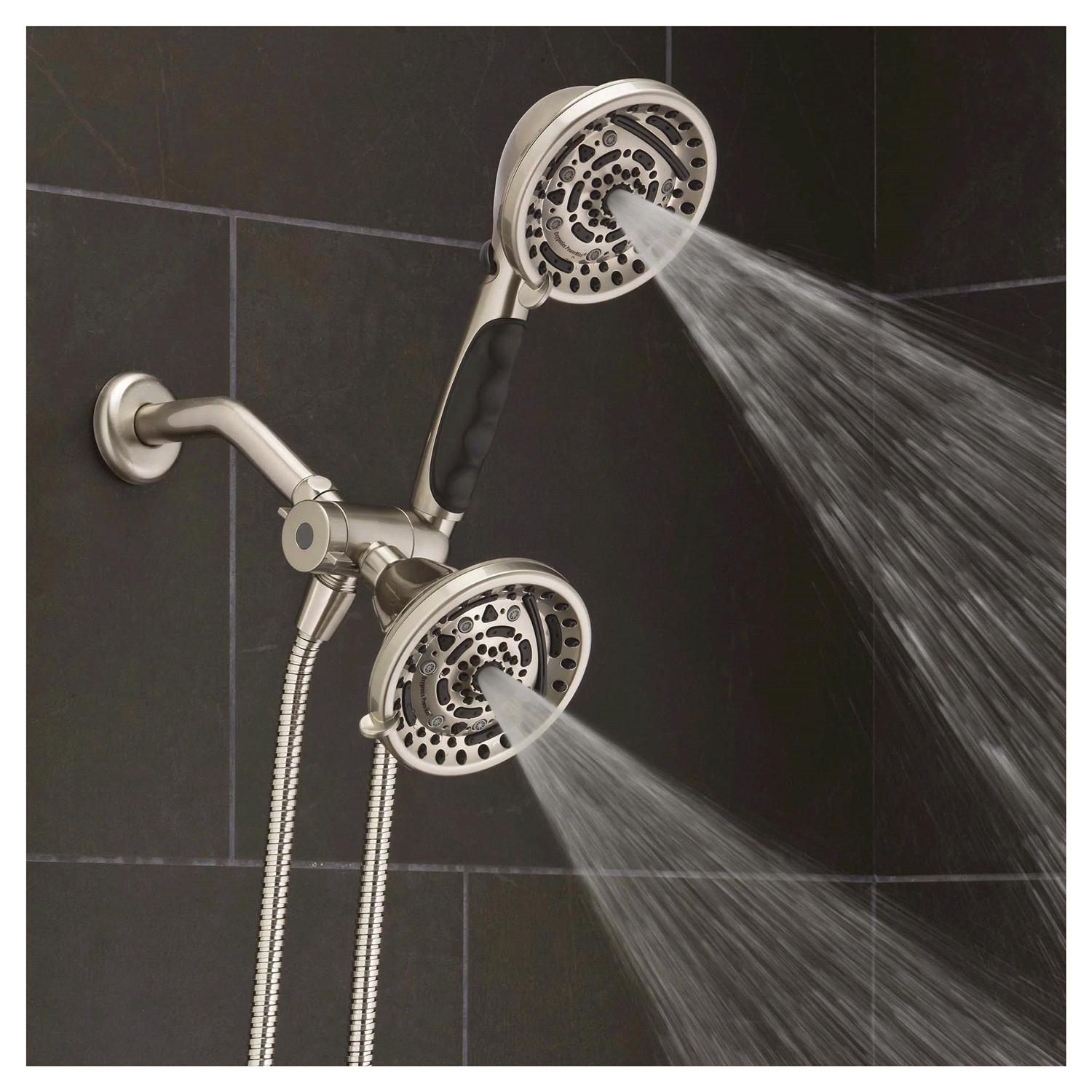 slide 4 of 5, Oxygenics PowerMax 9-Setting Brushed Nickel Combo Shower Head, 1 ct