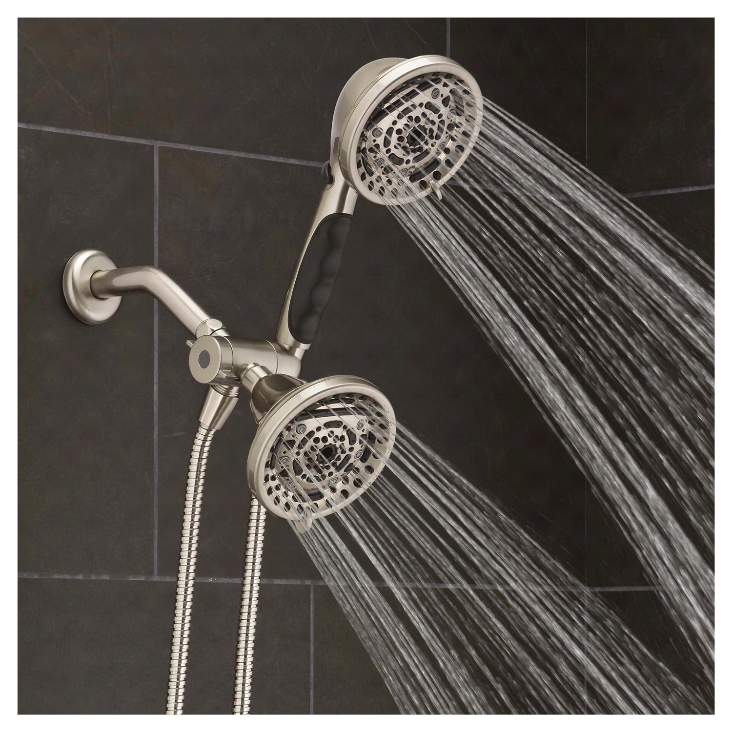 slide 5 of 5, Oxygenics PowerMax 9-Setting Brushed Nickel Combo Shower Head, 1 ct