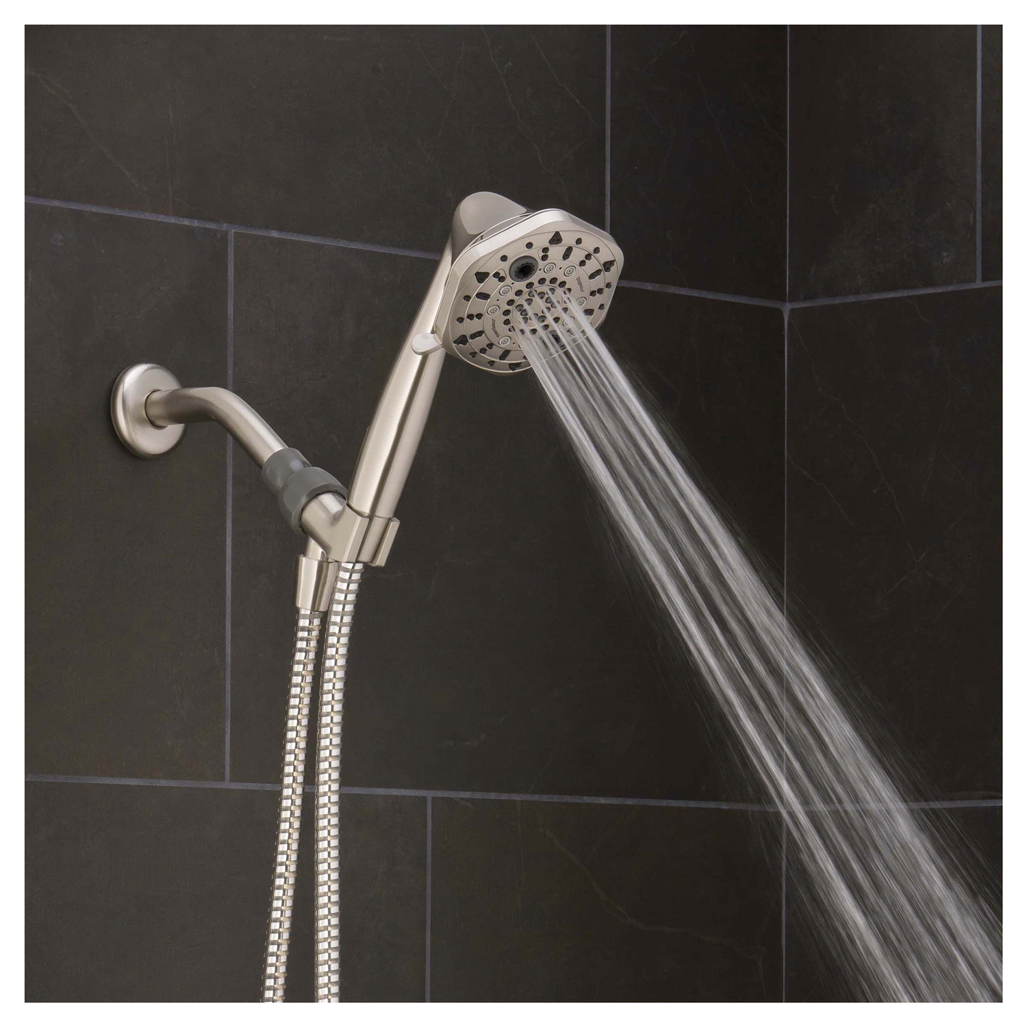 slide 2 of 5, Oxygenics PowerSelect 7-Setting Brushed Nickel Handheld Shower Head, 1 ct