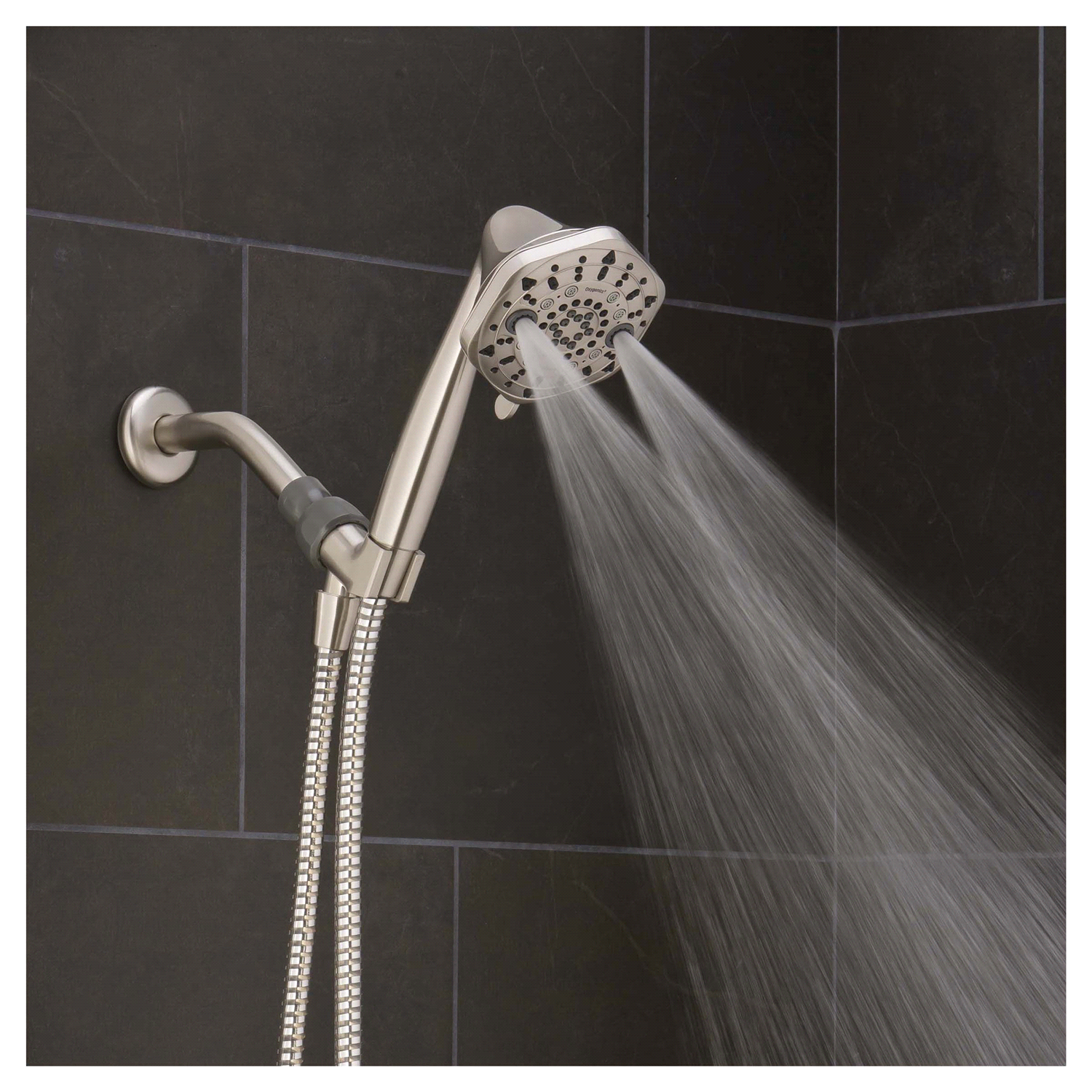 slide 5 of 5, Oxygenics PowerSelect 7-Setting Brushed Nickel Handheld Shower Head, 1 ct