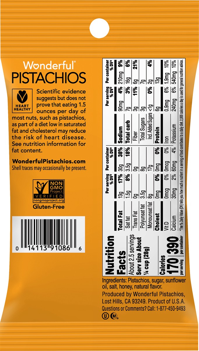slide 4 of 6, Wonderful Pistachios No Shells Honey Roasted Pistachios 2.25 oz, 2.25 oz