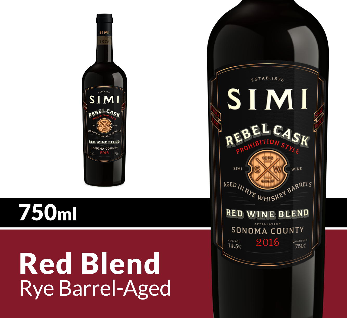 slide 2 of 6, SIMI Sonoma County Rebel Cask Red Blend Red Wine, 750 mL Bottle, 25.36 fl oz