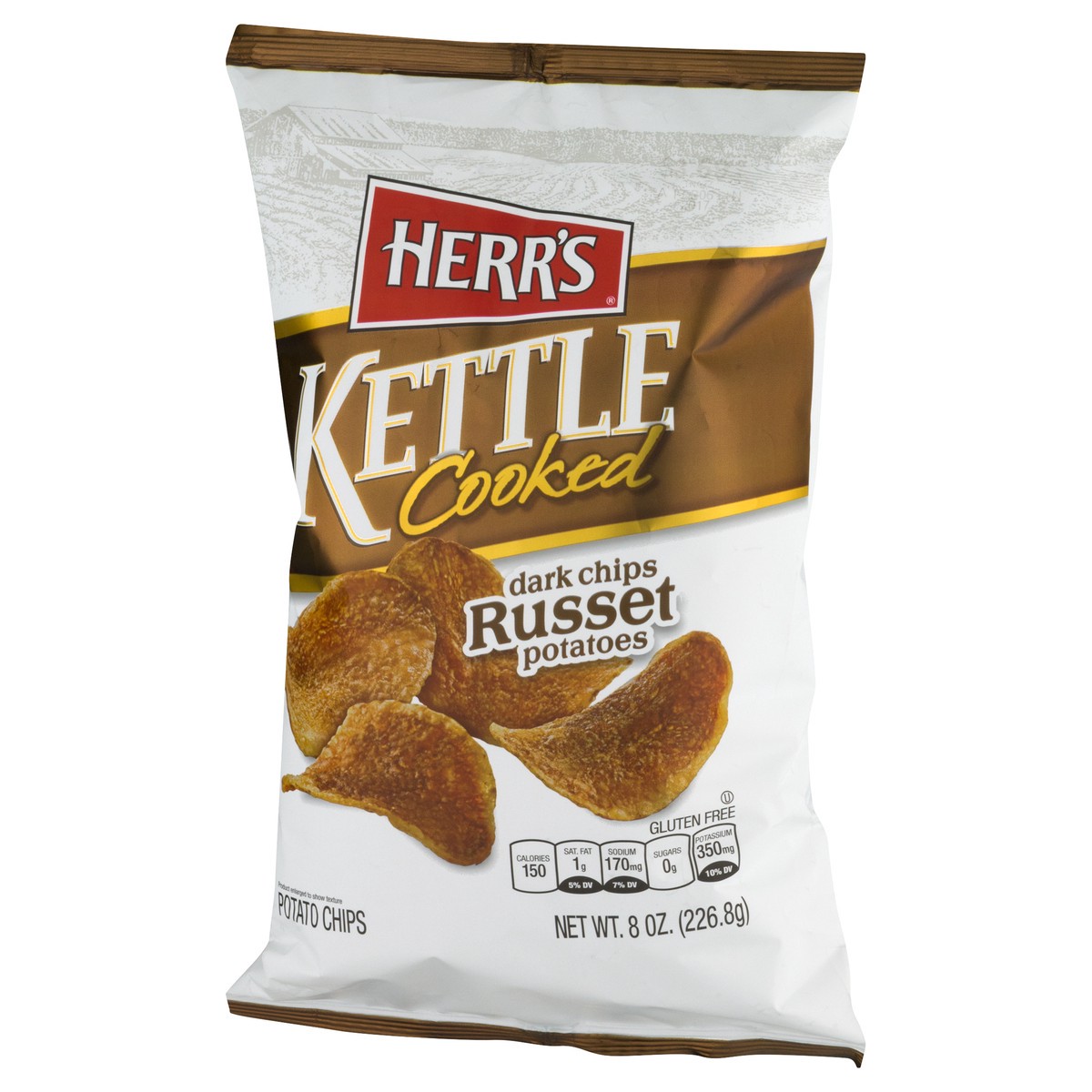 slide 2 of 12, Herr's Dark Russet Kettle Cooked Potato Chips - 7.5 oz, 8 oz