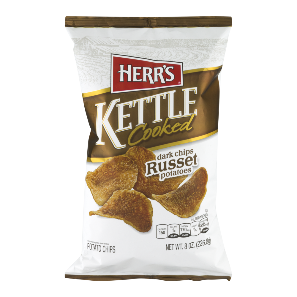 slide 1 of 1, Herr's Kettle Cooked Dark Russet Potatoes Chips, 8 oz