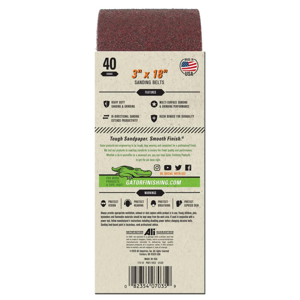 slide 3 of 6, Gator 5 -Piece Aluminum oxide 40 -Grit Belt Sandpaper, 1 ct
